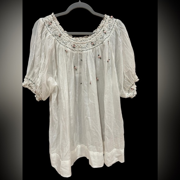 FREE PEOPLE Atlas Rose Tunic in Optic White Sheer Embroidered S - Picture 1 of 8